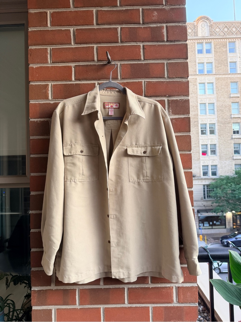 Caribbean Joe Khaki Button-Front Casual Shirt Jacket